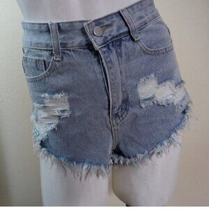 SHEIN Jean Shorts Womens XS Blue Denim Jean Cut Off Distressed Casual Ladies HRi